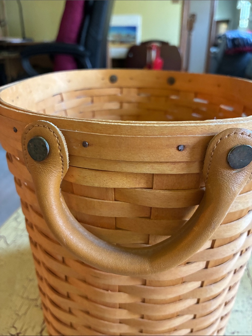 Longaberger Natural Tan Woven Basket Vintage retired - Picture 4 of 12